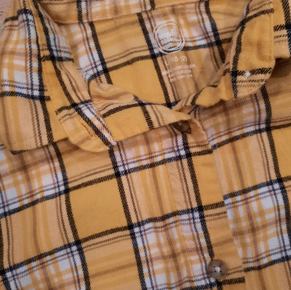 Girls M 2 plaid shirt duster M upcycled